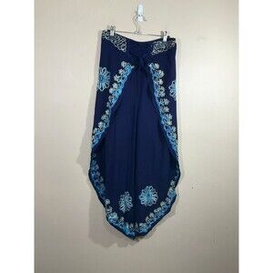 Ashley Taylor Split Front Wide Leg Pants O/S Blue Boho Hippie Fairy Festival NWT